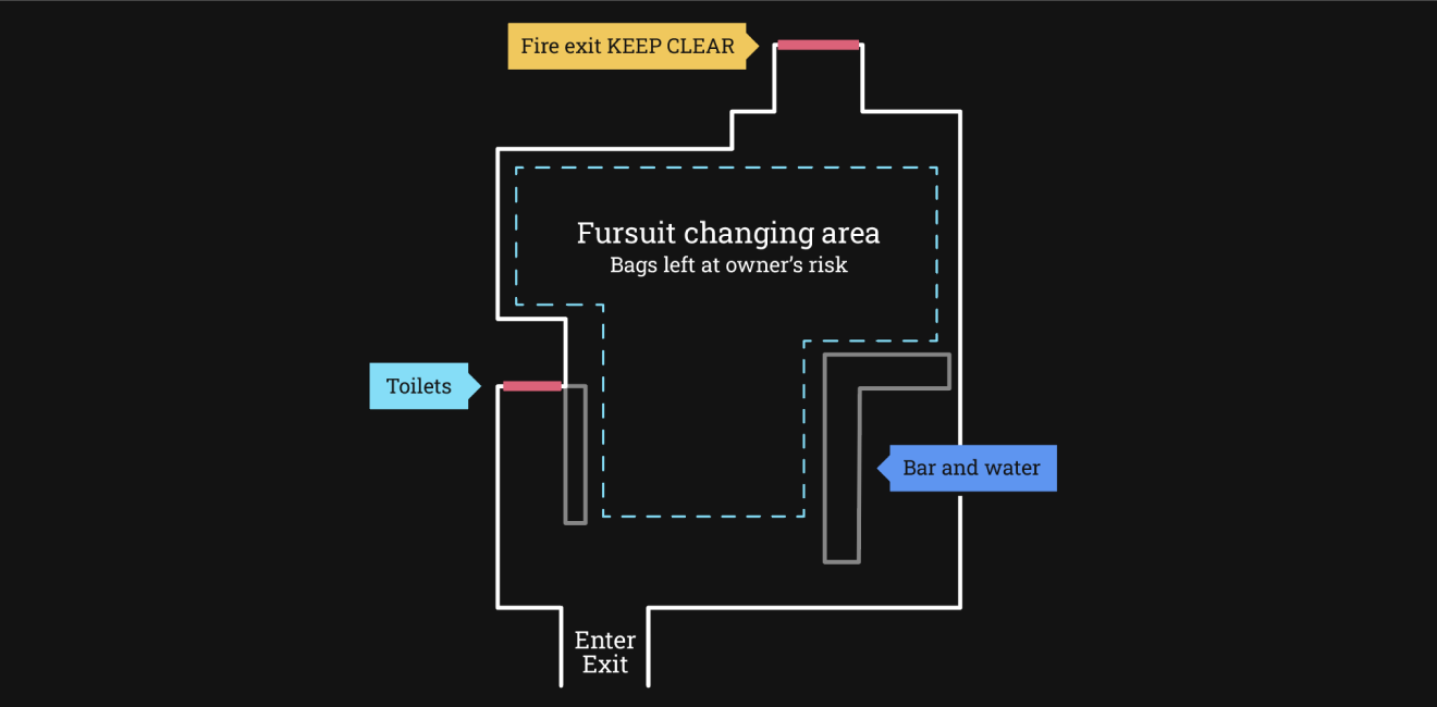Map of the fursuit changing area at the venue